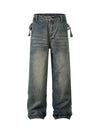 Goatlv Washed Distressed Waistband Straight Jeans - Goatlv