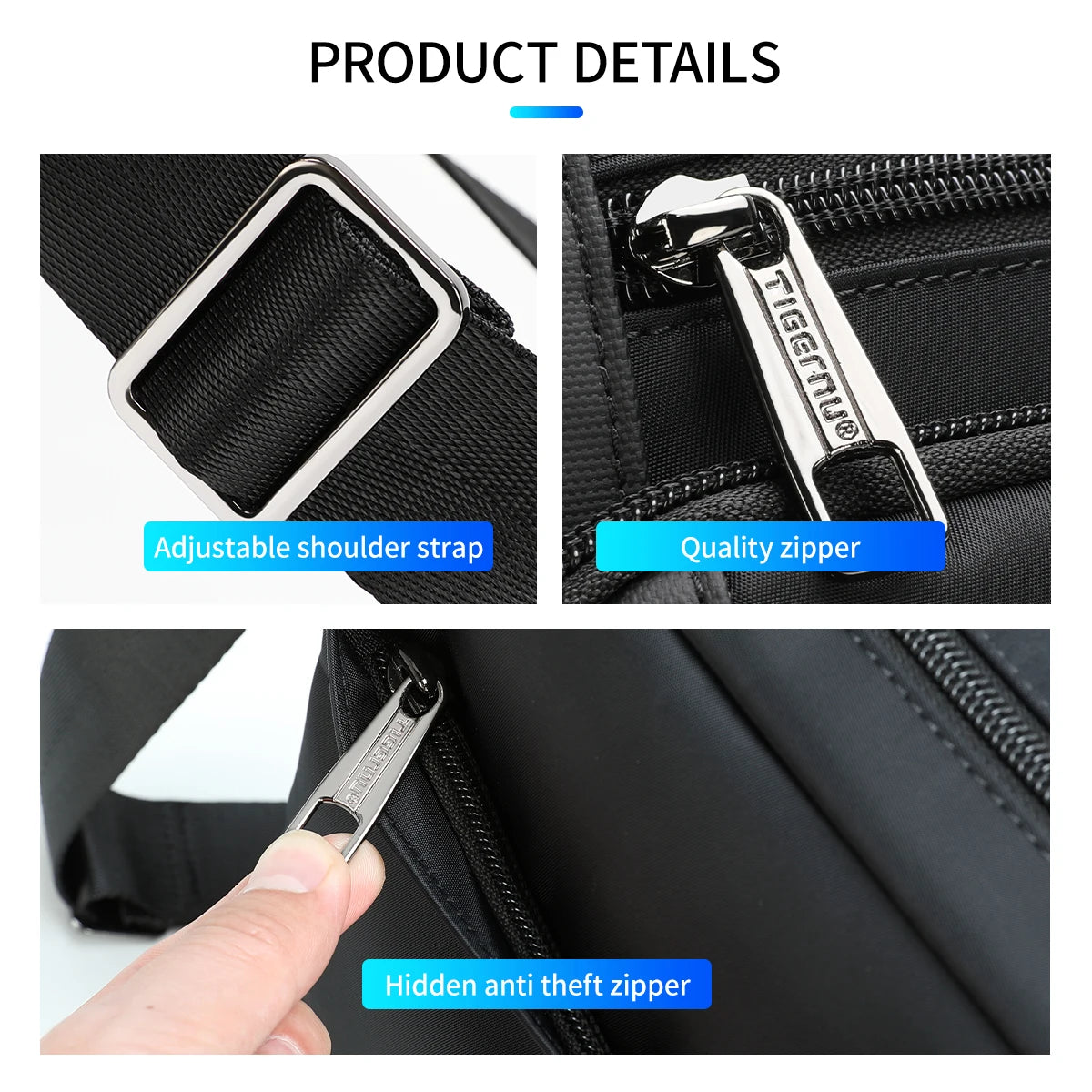 Waterproof Men’s Crossbody Bag with Shockproof iPad Pocket for 9.7" Tablet Trendha