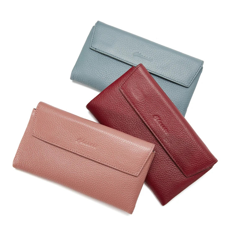 Genuine Leather Trifold Wallet with Coin Purse and Card Holder Trendha