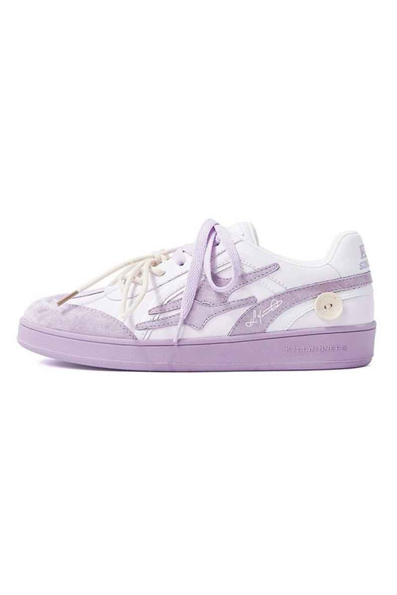 Lavender White Suede Court Tennis Sneakers