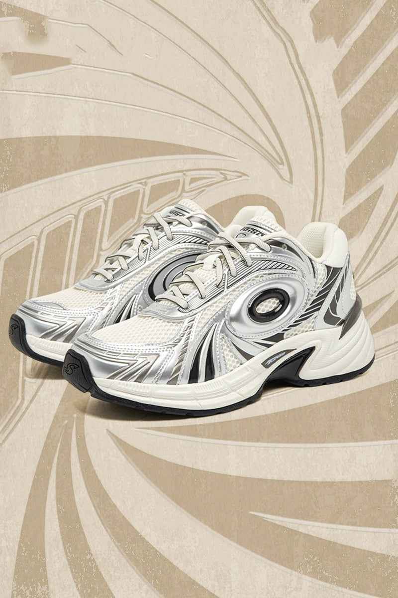 Metallic Running Sneakers Silver Black