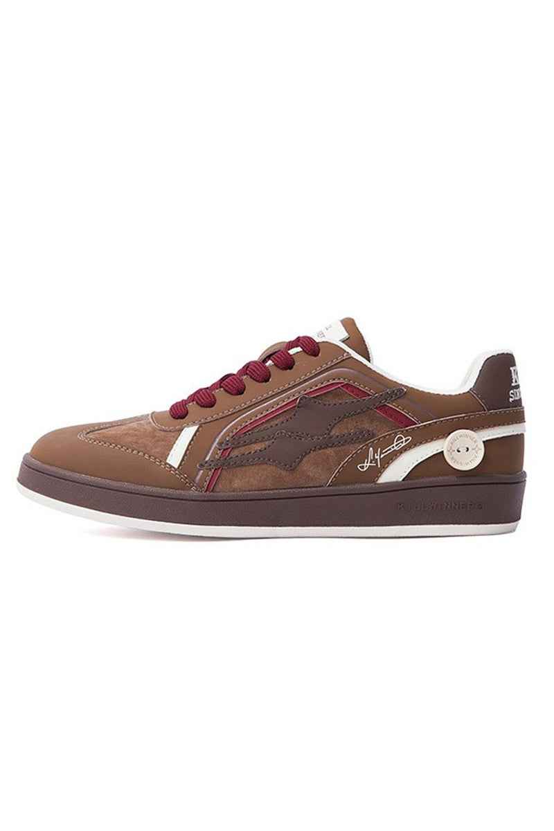 Brown Burgundy Leather Court Sport Sneakers