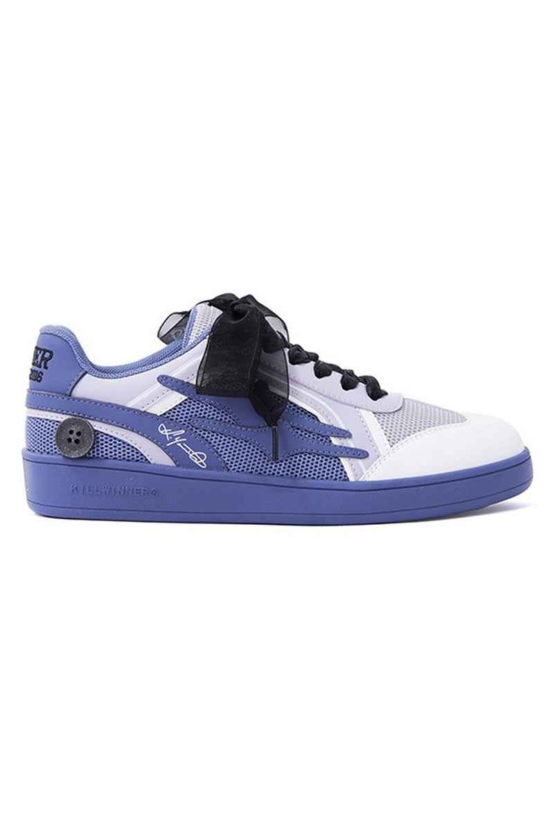 Mesh Low-Top Sneakers White and Periwinkle Blue