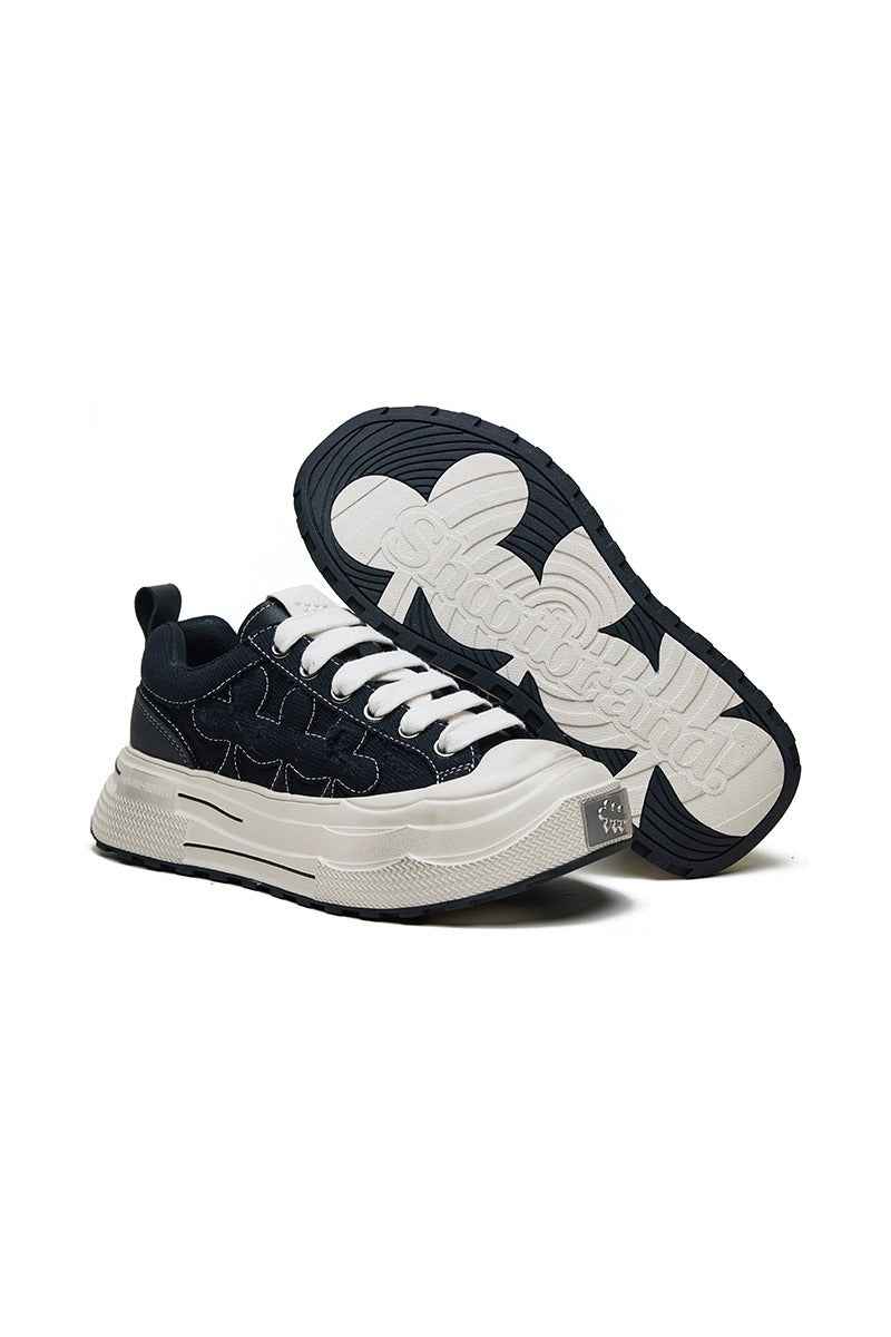 Pattern Platform Sneakers Black White