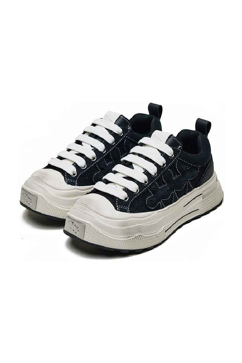 Pattern Platform Sneakers Black White