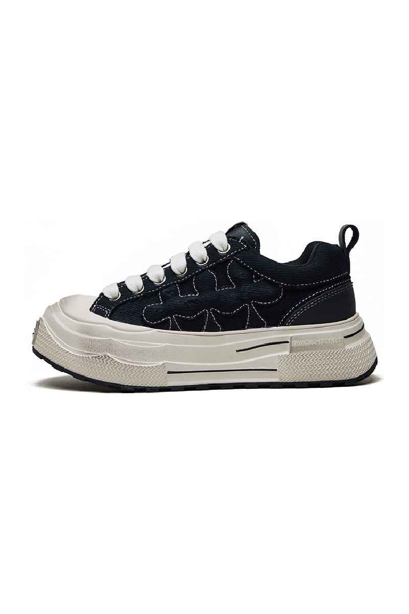 Pattern Platform Sneakers Black White