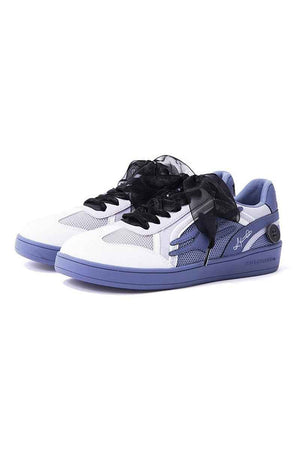 Mesh Low-Top Sneakers White and Periwinkle Blue