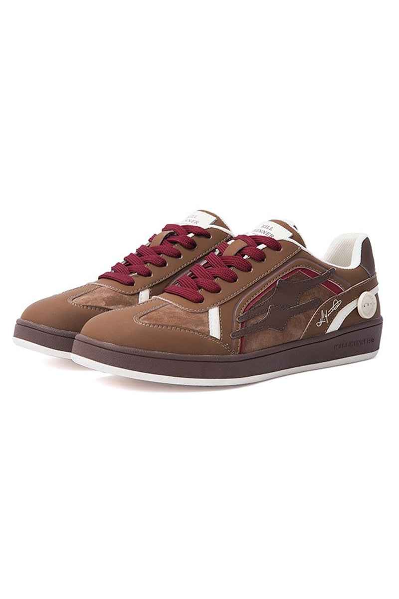 Brown Burgundy Leather Court Sport Sneakers