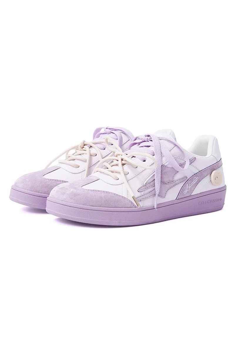 Lavender White Suede Court Tennis Sneakers