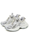 Pearl Decorated Metallic Chunky Sneakers Silver White