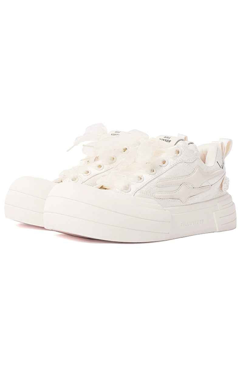 Silk All White Platform Canvas Chunky Sneakers