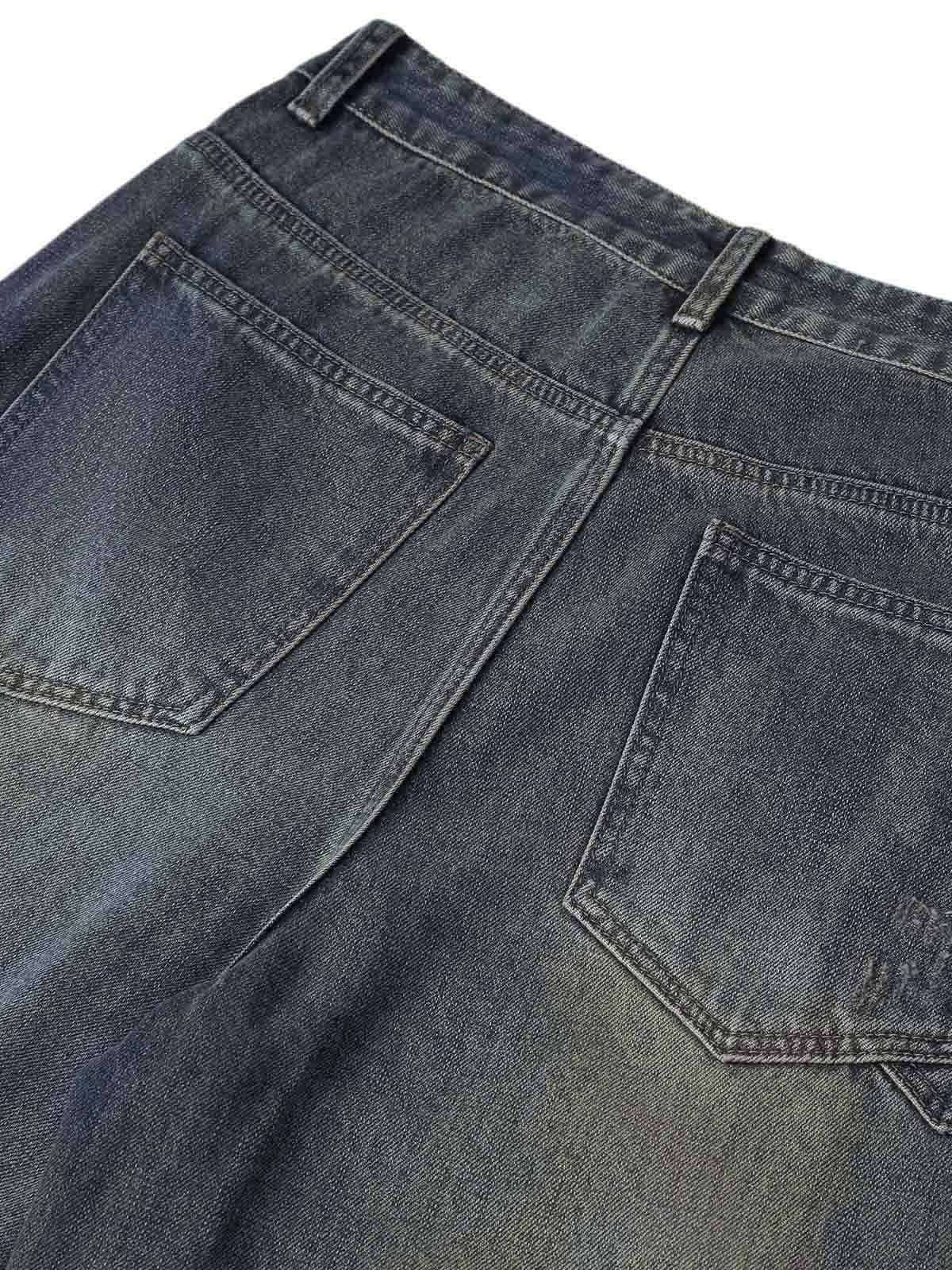 Washed Dirty-Dye Straight Jeans - 2352 - Goatlv