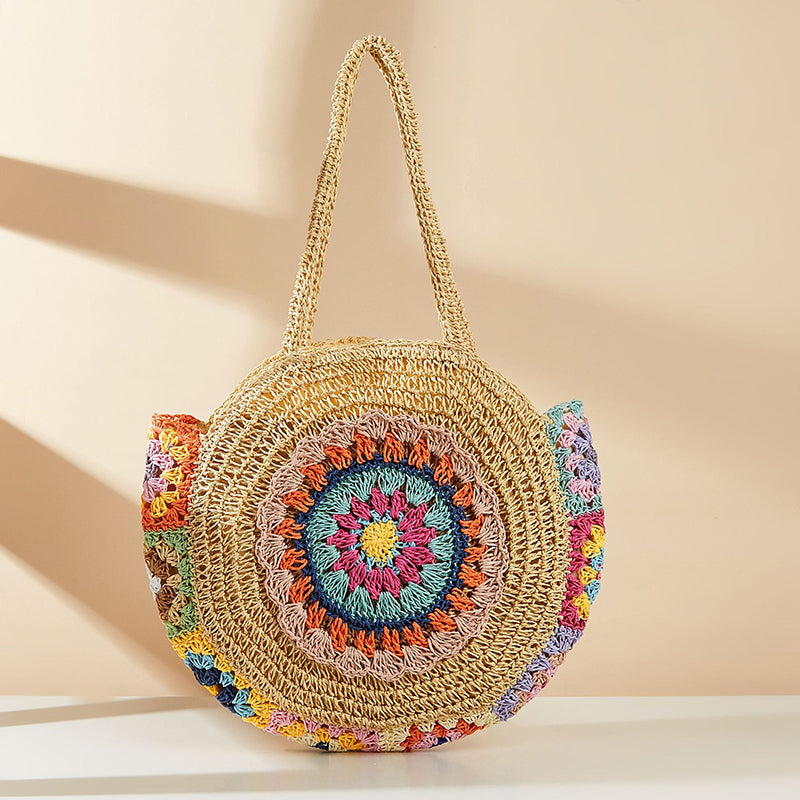 Bohemian Round Straw Woven Shoulder Bag Trendha