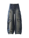 Heavy Washed Workwear Baggy Barrel Jeans - 2337 - Goatlv