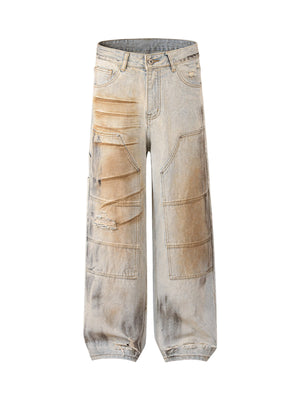 Goatlv Washed Mud-Dye Straight Jeans - Goatlv