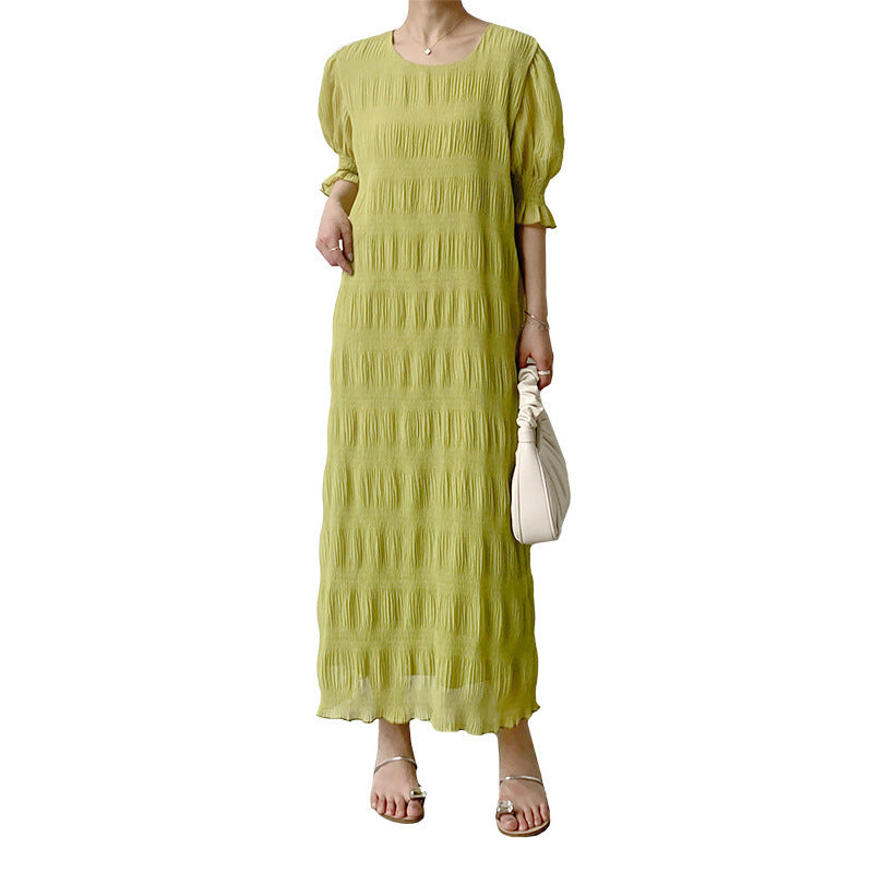 Women's Gentle And Elegant Pleated Texture Dress Nyzzle