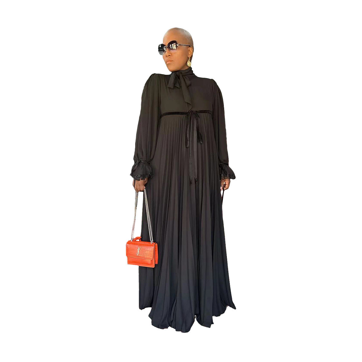 Solid Color Pullover Women's Stitching Pleated Dress Nyzzle