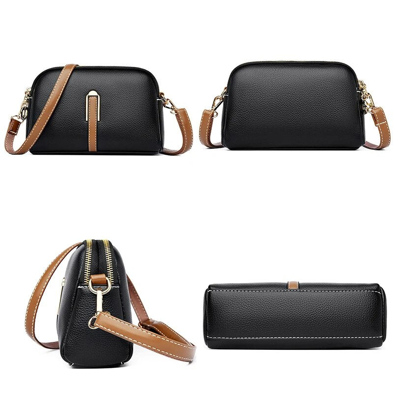 Luxury Genuine Leather Crossbody Bag for Women - Soft Cowhide Messenger Bag with Elegant Flap Closure Trendha