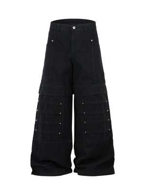 Deconstructed Split Rivet Cargo Jeans - Goatlv