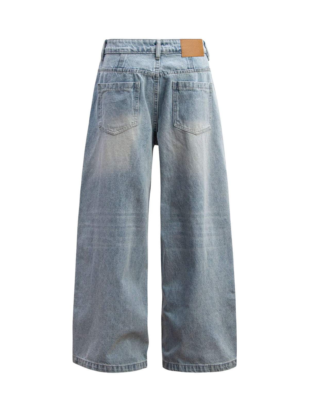 Washed Distressed Double Pleat Jeans - Goatlv
