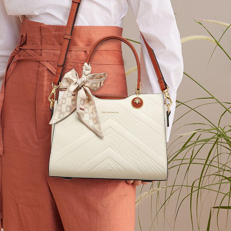 Elegant Women's Retro Bow Tie Silk Scarf Top-Handle Crossbody Bag Trendha