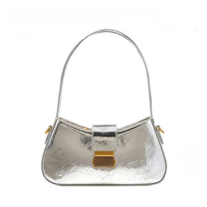 Silver Black Baguette Shoulder Bag Nyzzle