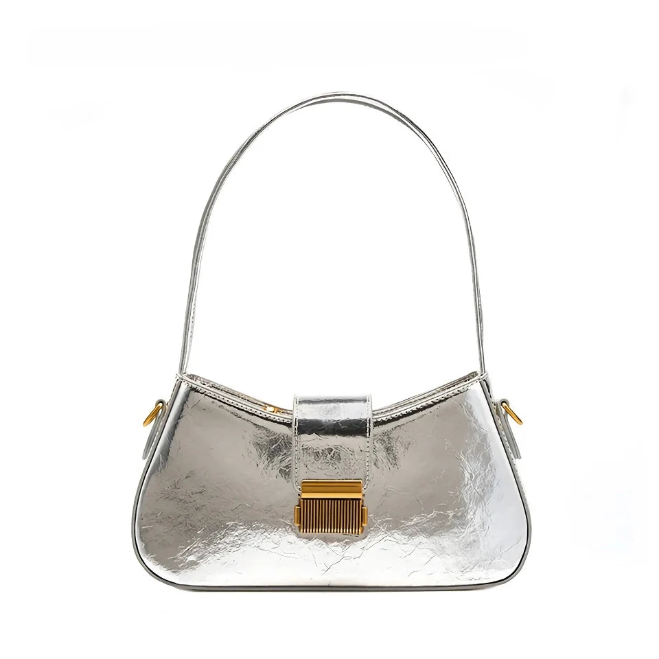Silver Black Baguette Shoulder Bag Nyzzle