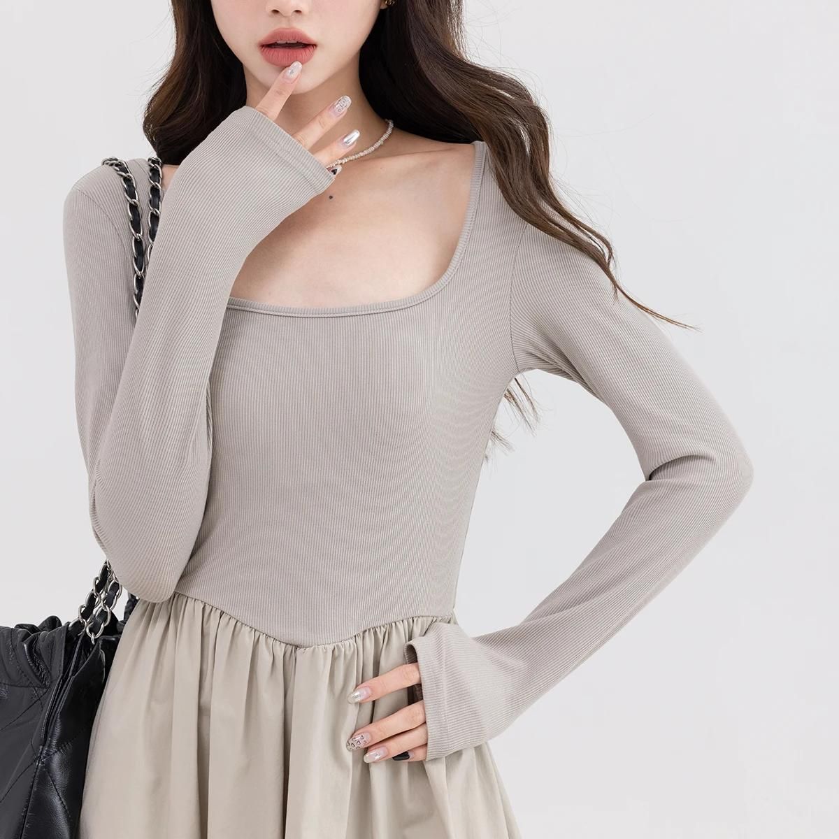 Elegant Square Neck Casual Dress Nyzzle