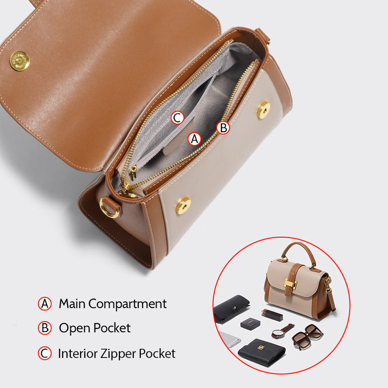 Genuine Leather Women's Flap Crossbody Bag Trendha