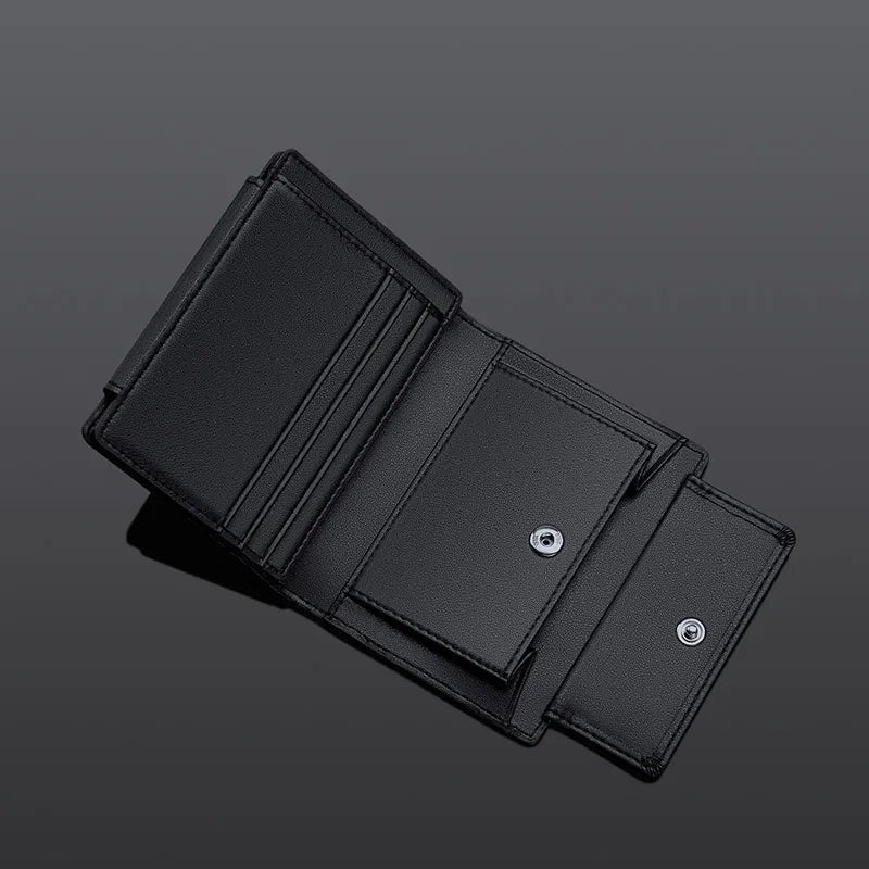 Men's Short Leather Wallet – Genuine Cowhide Card Holder with Coin Pocket Trendha