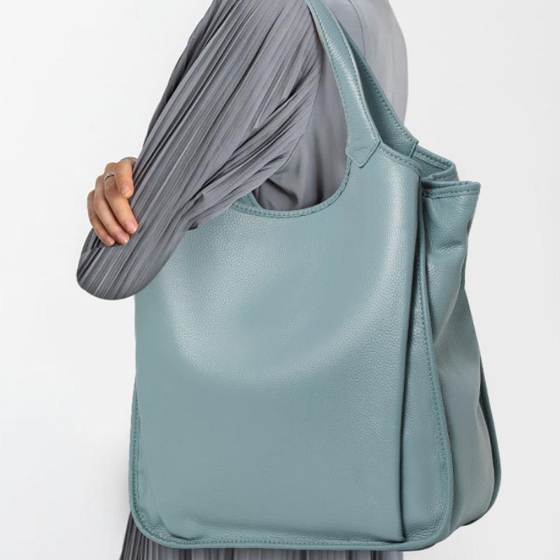 Genuine Leather Large-Capacity Tote Bag - Minimalist Cowhide Shoulder Handbag Trendha