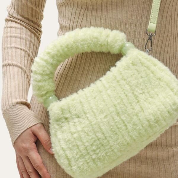 Plush Faux Fur Hobo Handbag Trendha