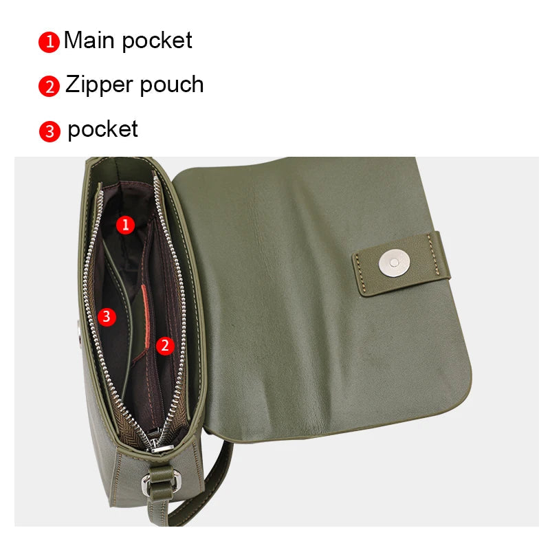 Stylish Soft Leather Crossbody Bag - 100% Cowhide Square Shoulder Bag Trendha