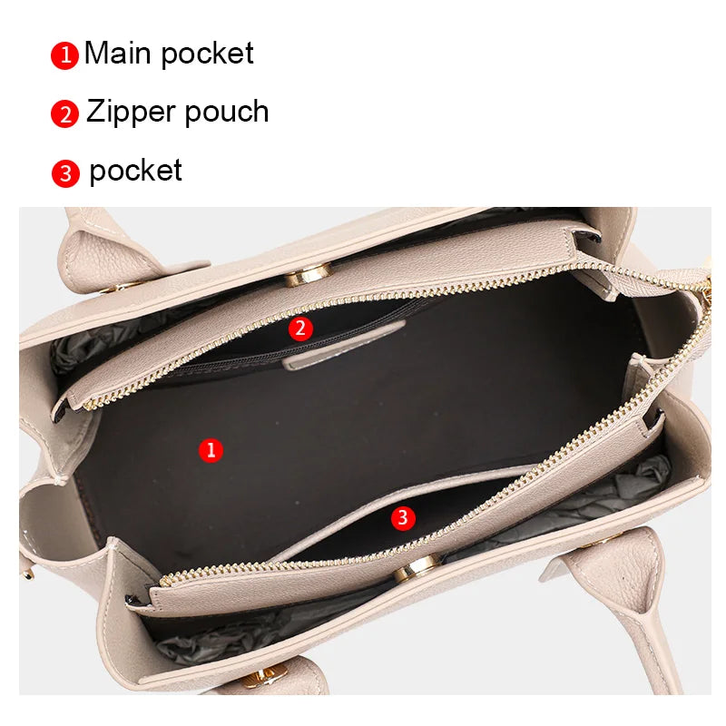 Genuine Leather Top Handle High-Capacity Fashion Handbag Trendha