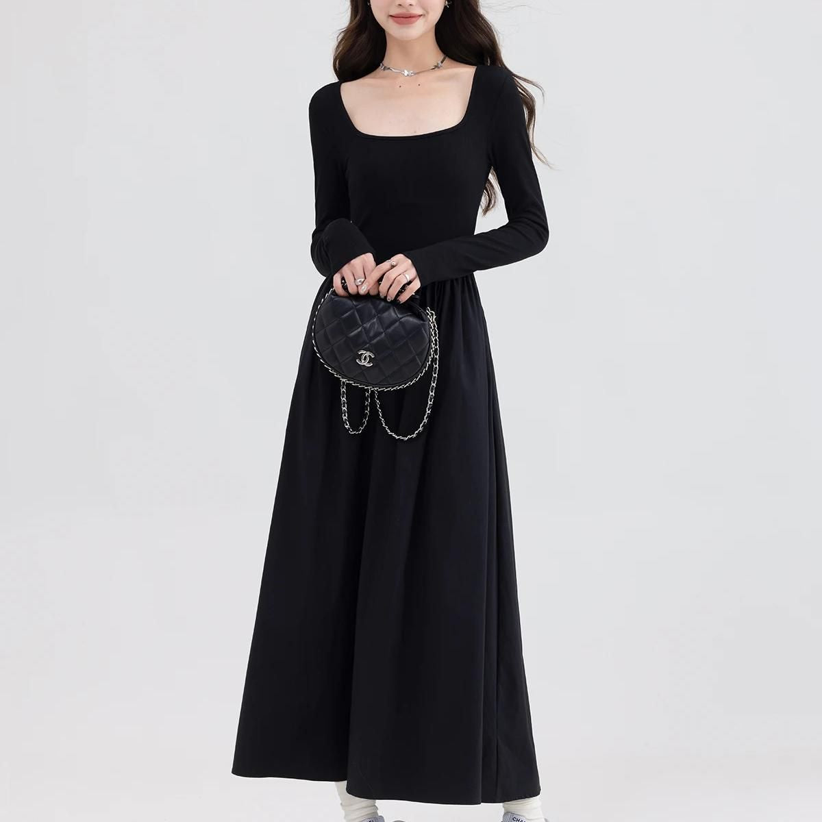 Elegant Square Neck Casual Dress Nyzzle