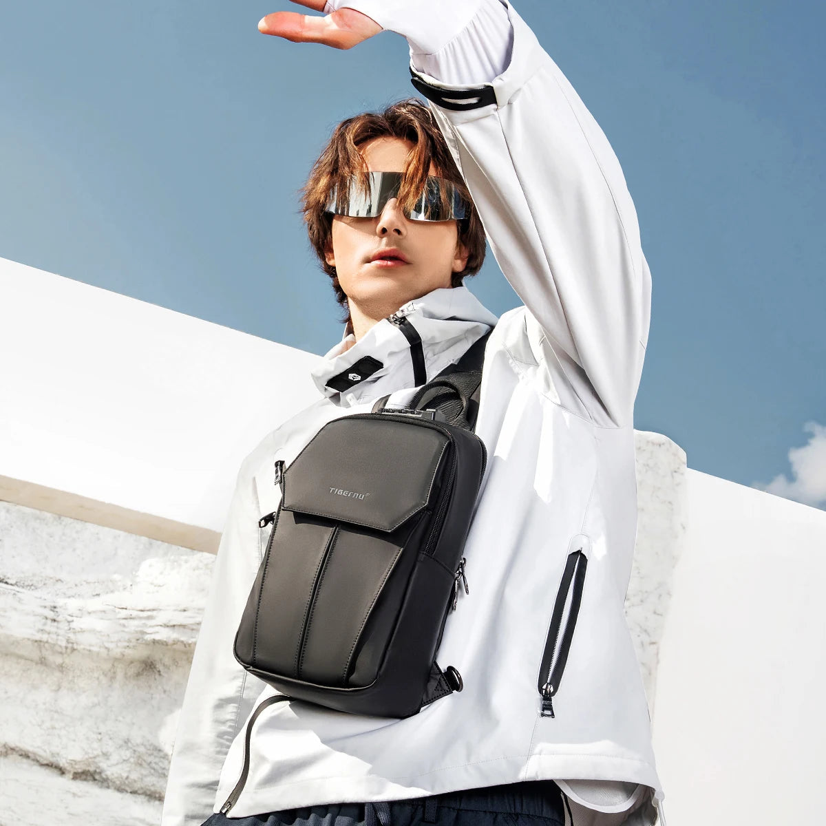 Men's Waterproof Crossbody Sling Bag with Lifetime Zipper for 9.7-inch iPad Trendha