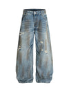 Washed Distressed Ripped Barrel Jeans - Goatlv