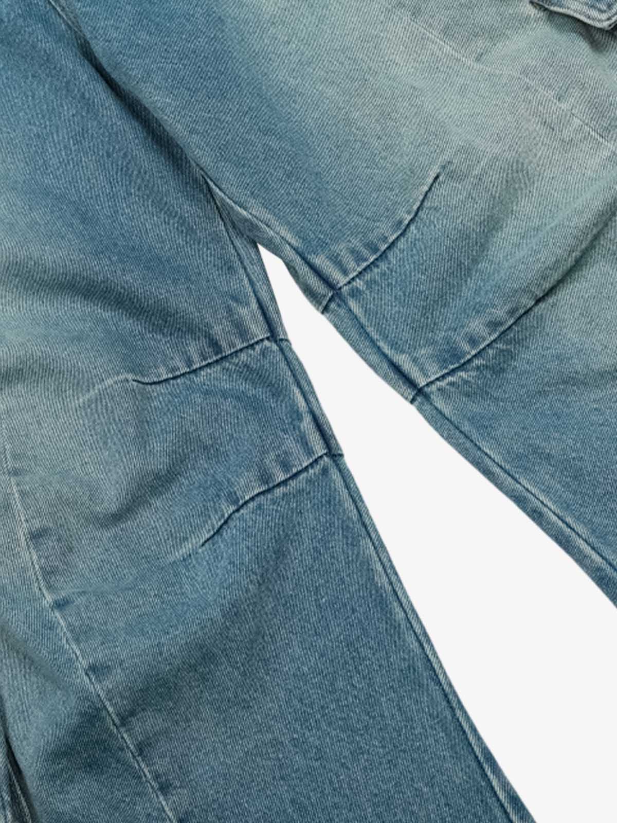 Distressed Washed Multi-Pocket Cargo Jeans - Goatlv