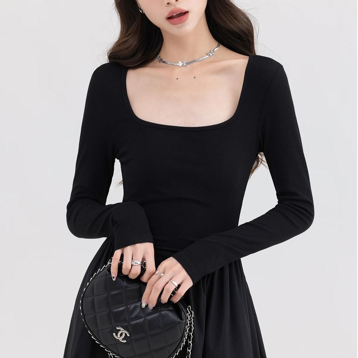 Elegant Square Neck Casual Dress Nyzzle