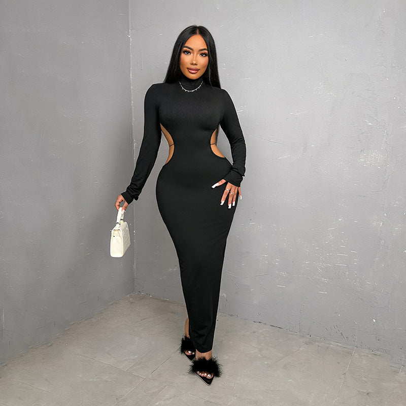 Women's Slim-fit Small Turtleneck Backless Butterfly Dress Nyzzle