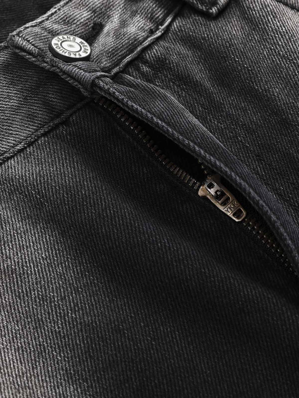 Washed Raw Edge Straight Jeans - Goatlv