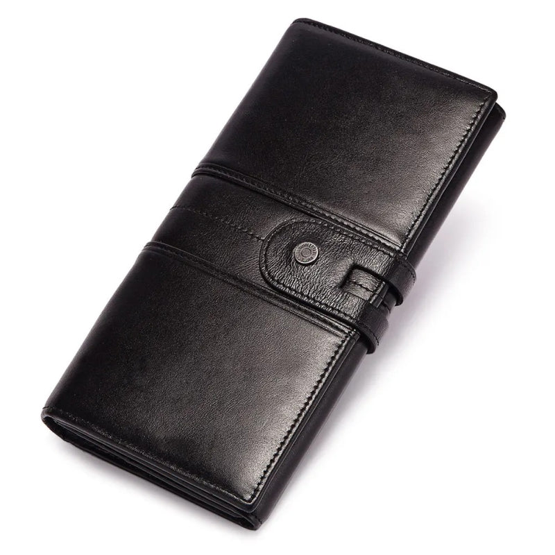 Genuine Leather Long Wallet with RFID Protection and Cellphone Pocket Trendha