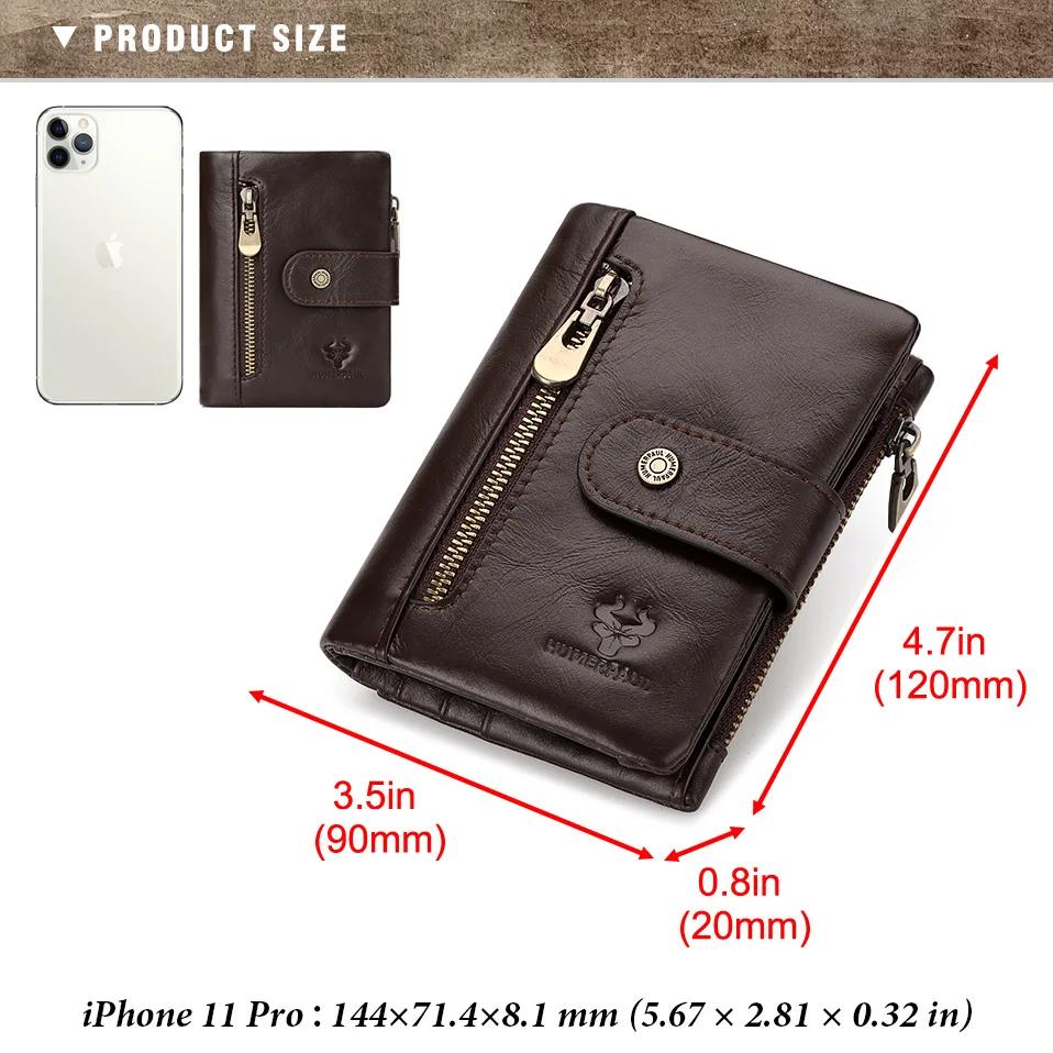Genuine Leather Slim Wallet with Zipper Coin Pocket Trendha