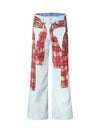 Plaid Print Baggy Jeans - Goatlv