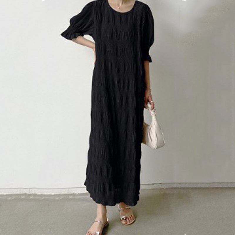 Women's Gentle And Elegant Pleated Texture Dress Nyzzle