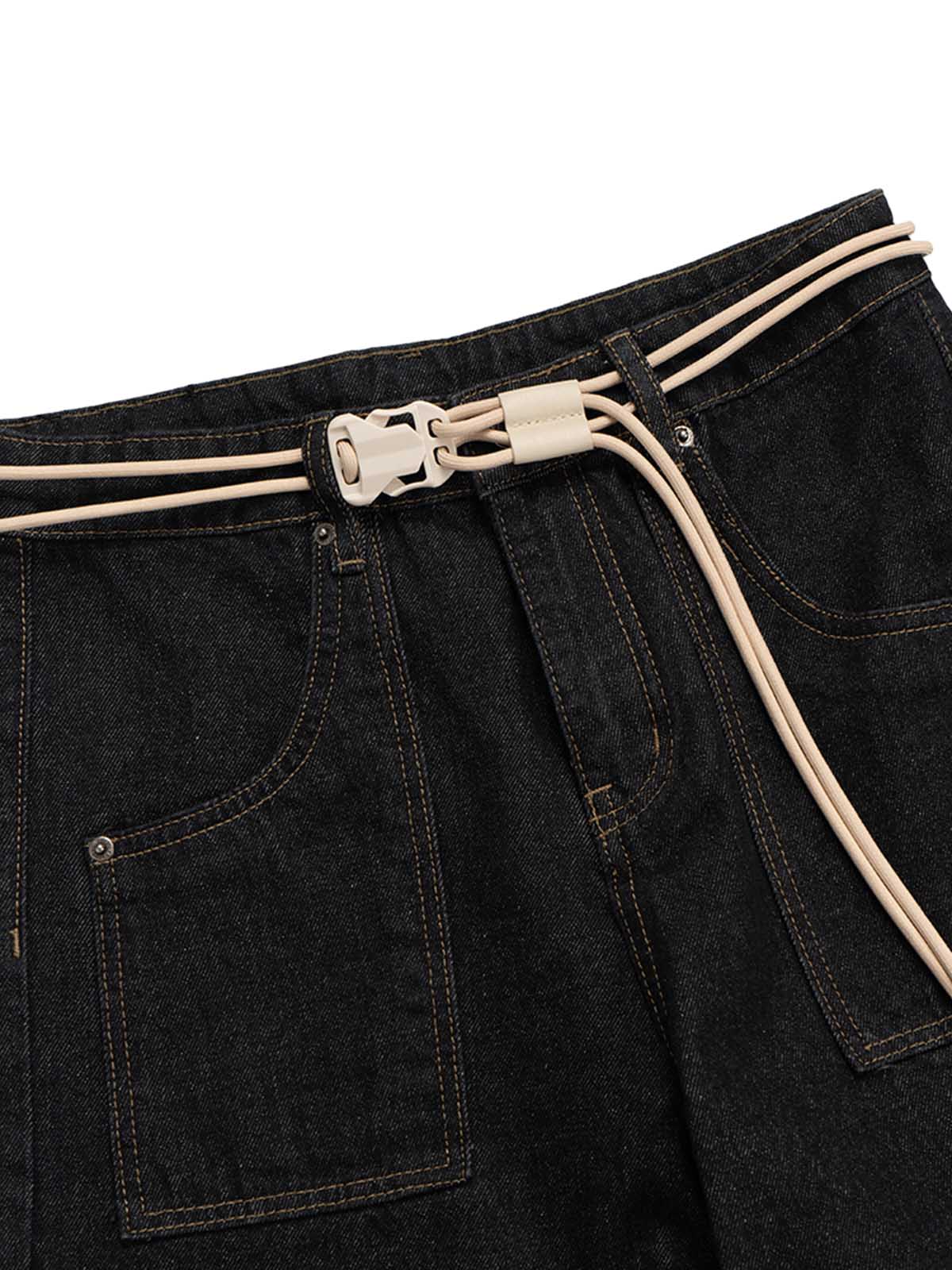 Cleanfit Buckle Belt Baggy Jeans - Goatlv