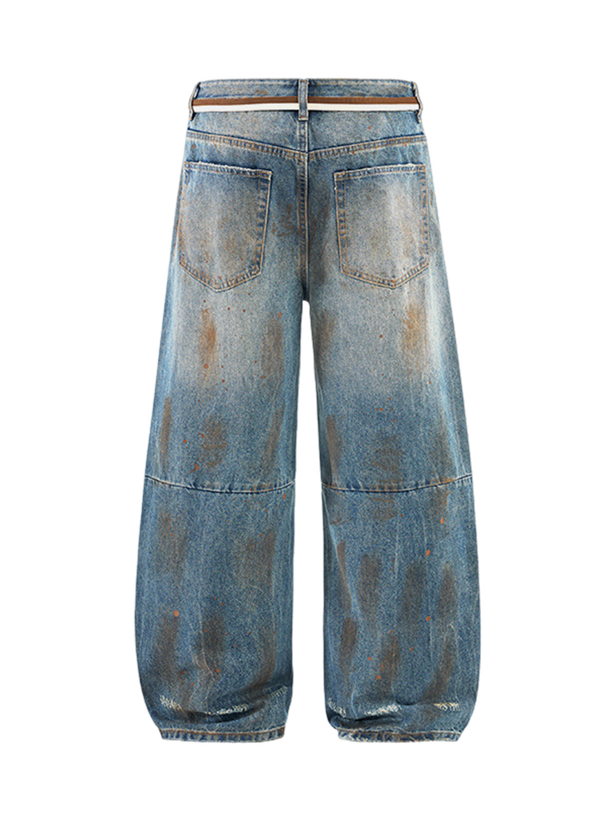 Retro Ink-Splashed Ripped Jeans - Goatlv
