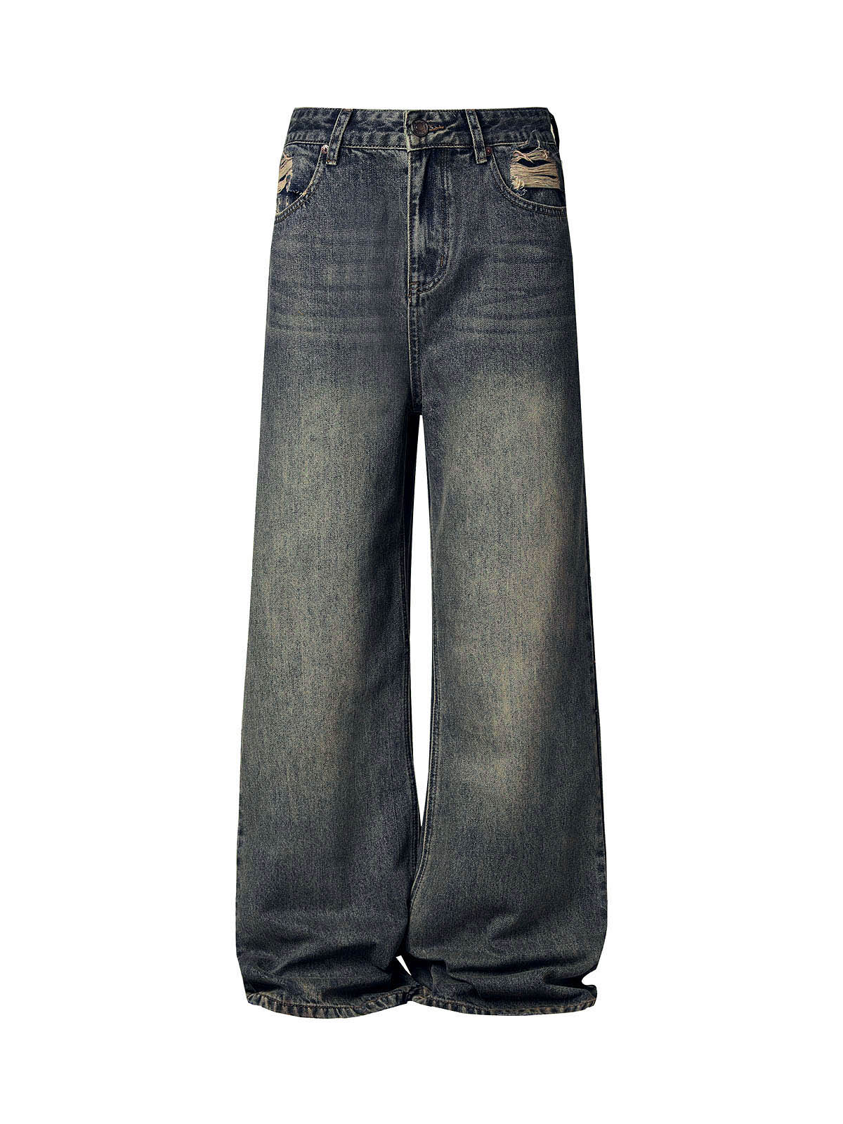 Washed Dirty-Dye Straight Jeans - 2352 - Goatlv