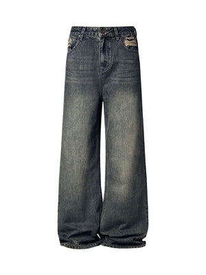 Washed Dirty-Dye Straight Jeans - 2352 - Goatlv