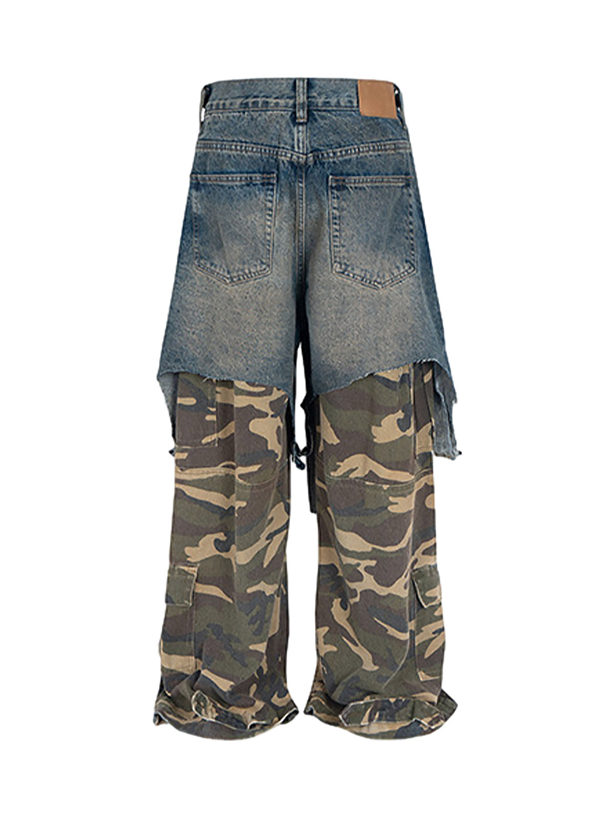 Retro Stitching Faux Two-Piece Camouflage Jeans - 2413 - Goatlv